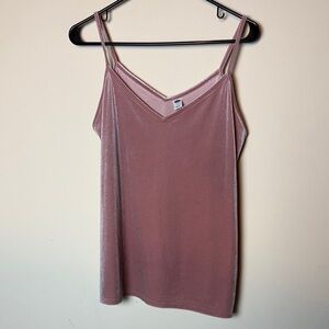 Old Navy Taupe velvet cami tank top size Medium Y2K coquette preppy v neck pink